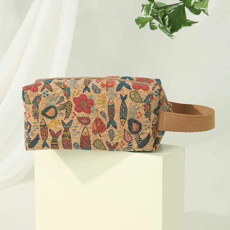 Retro portable large-capacity cosmetic bag